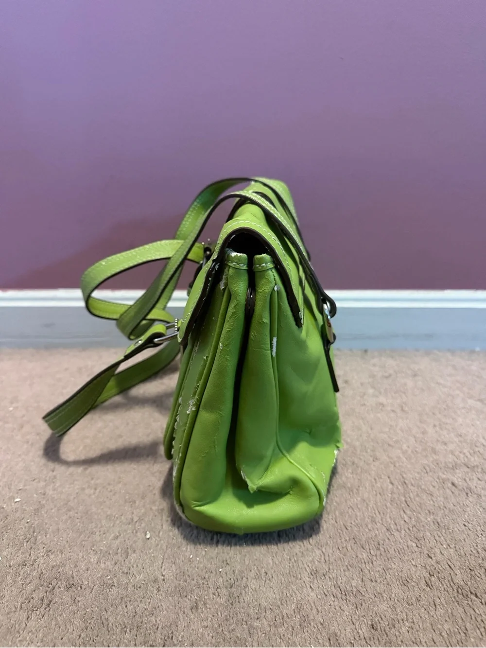 Green Leather Satchel Shoulder Bag - Coach